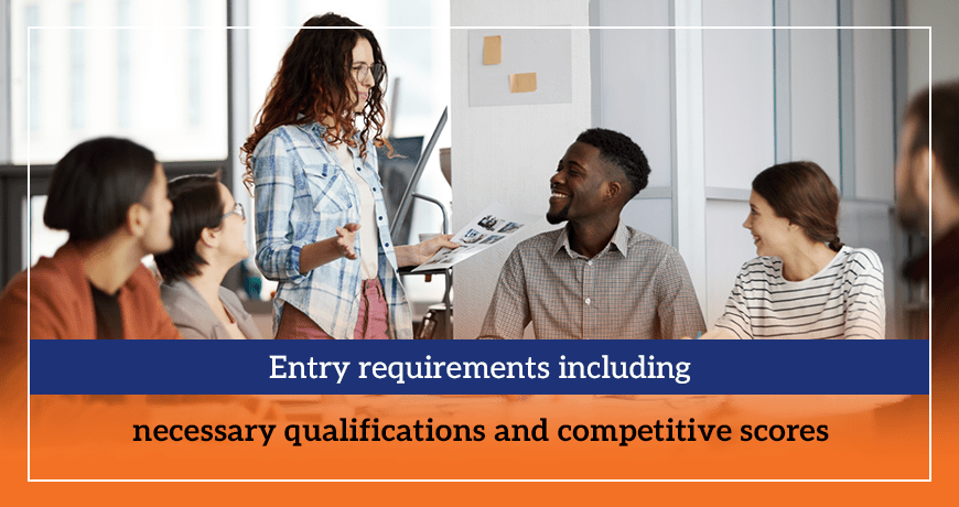 Entry requirements including necessary qualifications and competitive scores