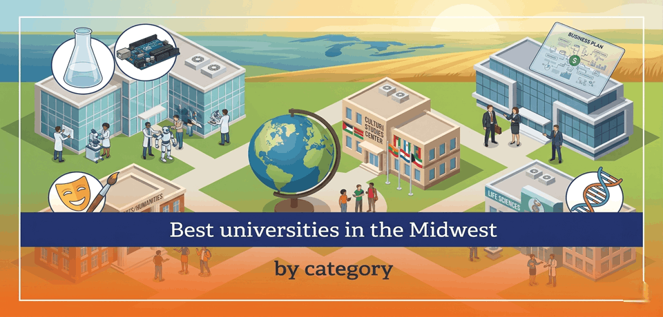 Best universities in the Midwest by category
